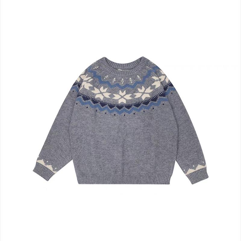 Autumn/winter Korean O-neck Casual Loose Pullover Printed Sweater Women Sweet Long Sleeved Office Knitted Top Office Retro Simple Sweaters