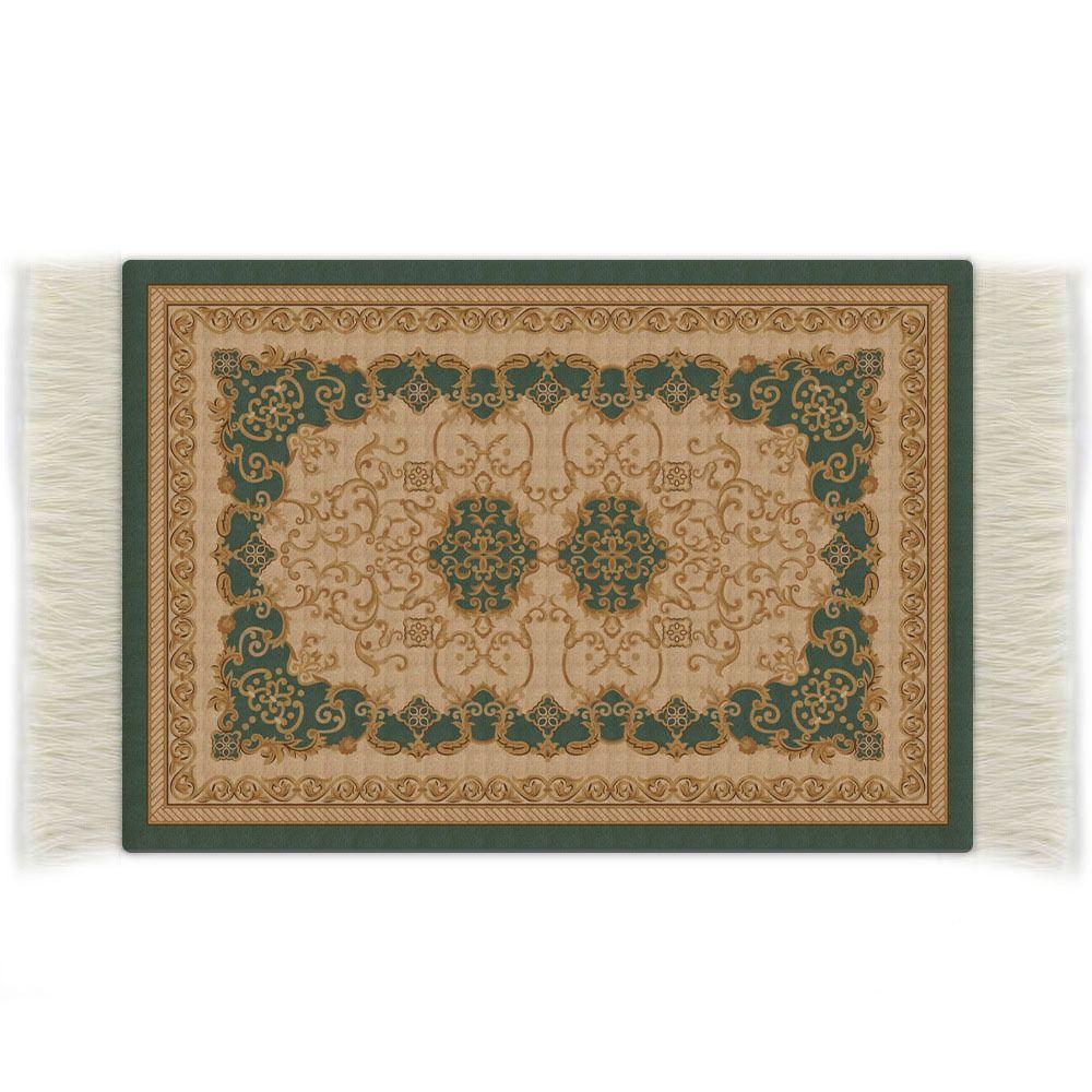 

1/12 Floral Pattern Cup Mat Multicolor Mini Floor Coverings Toy Miniature Weaving Rug 1