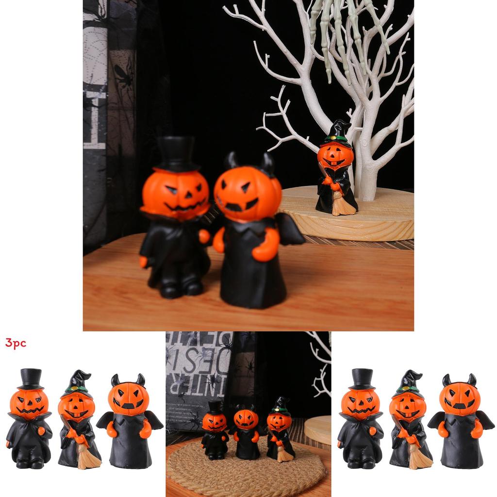 Halloween Collectible Resin Demon Figures Set With Pumpkin And Gentleman Theme For Party Decor