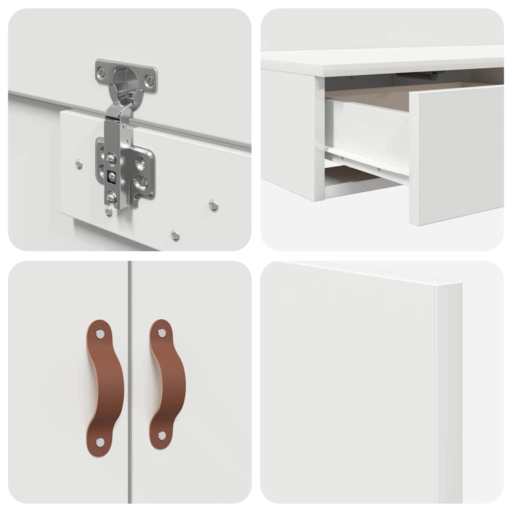 Storage Bed Frame in White 140 cm Particleboard