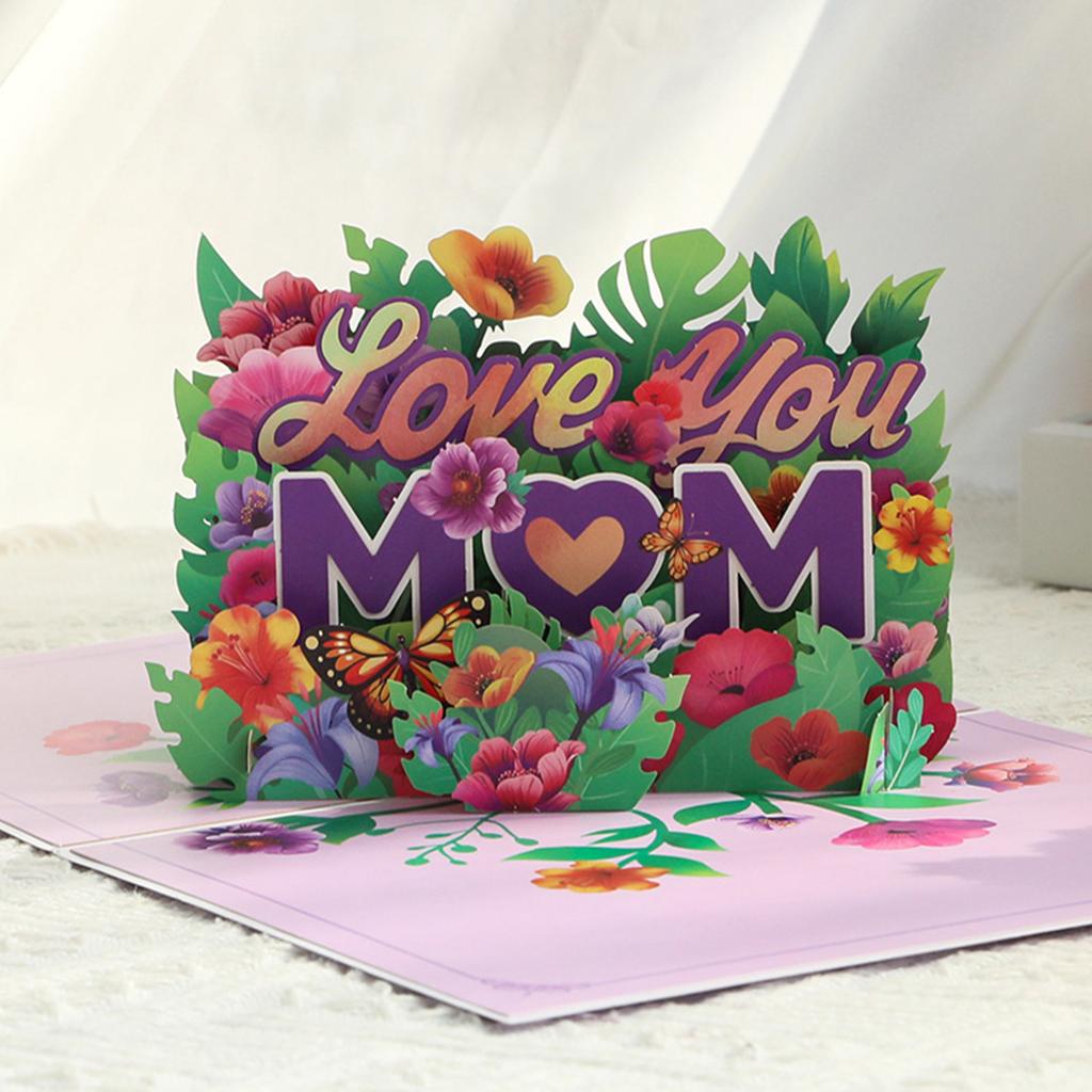 Handgefertigte 3D Muttertagskarte Handgemachte 3D Karte MOM Brief Grußkarte Muttertag Papier Grußkarte