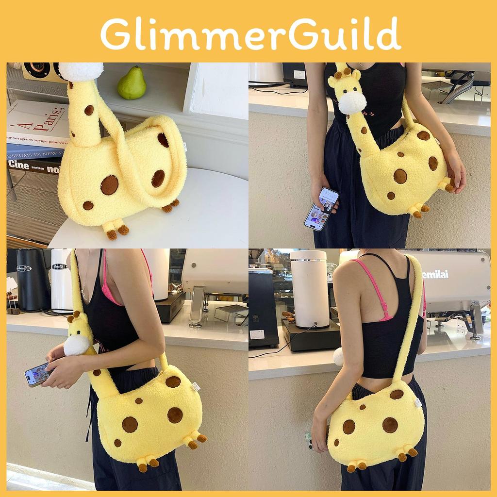 Cute Giraffe Cartoon Plush Oblique Span Shoulder Bag Girl Birthday Holiday Gift