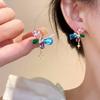 Pinkdudu Butterfly Earrings Colorful Zircon Earrings for Women Fresh & Dainty Stud Earrings PD1884