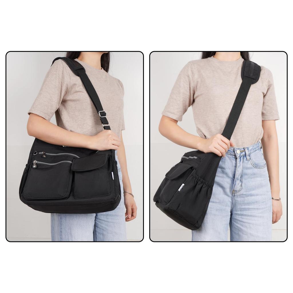 [NICHTAG] Umhängetasche für Männer und Frauen, Crossbody Nylon Tasche, Wasserdicht, mit Taschen, Multifunktional, Großes Fassungsvermögen, Schulterpolster, Leicht,
