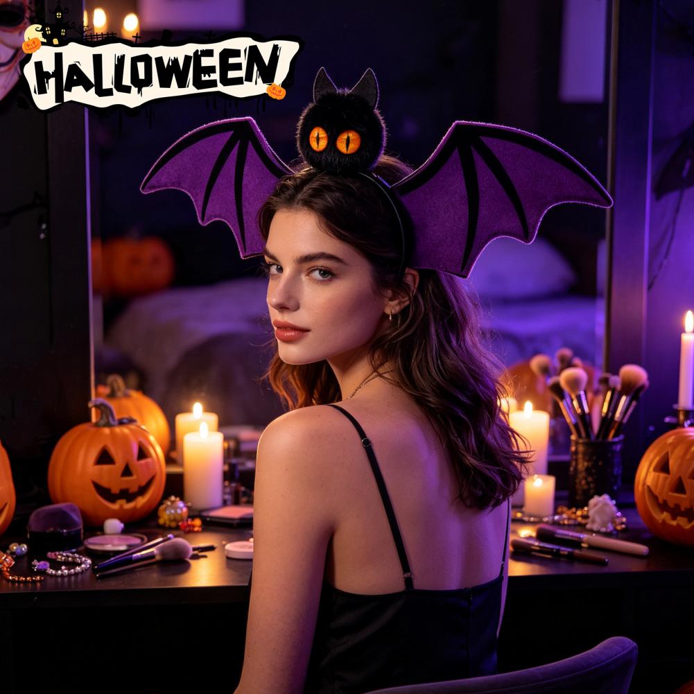 Bat Headband for Halloween Style Hairband for Women Halloween Bat Hairband Plush Headband Costume Cosplay Party for Women