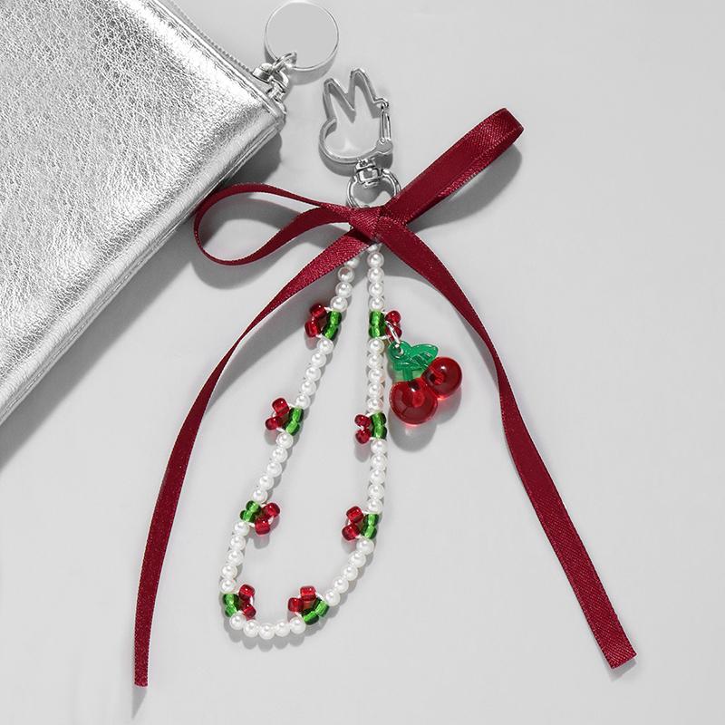 Beads Pearls Bows Ribbons Cherry Key Chains Rabbit Five Pointed Stars Cartoon Locks Sweet Cute Y2K Style Bag Accessories Gift