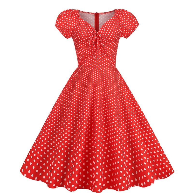 IHUASU Fashion Summer Spring Short Sleeve V-Neck Casual Dresses