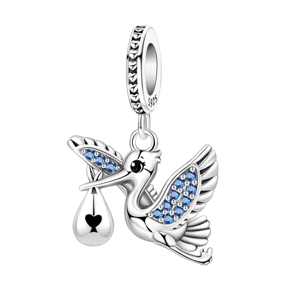 925 Silver Blue Love Snowflake Castle Pendants Bracelet Charms Fit Women Jewelry Party Beads DIY Fine Gifts Accessories