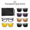 Prescription Glasses Transparent Grey Frame Myopia -0.5 To -10 Square Frame Magnetic Sunglasses Clip Blue Light Blocking 6 IN 1