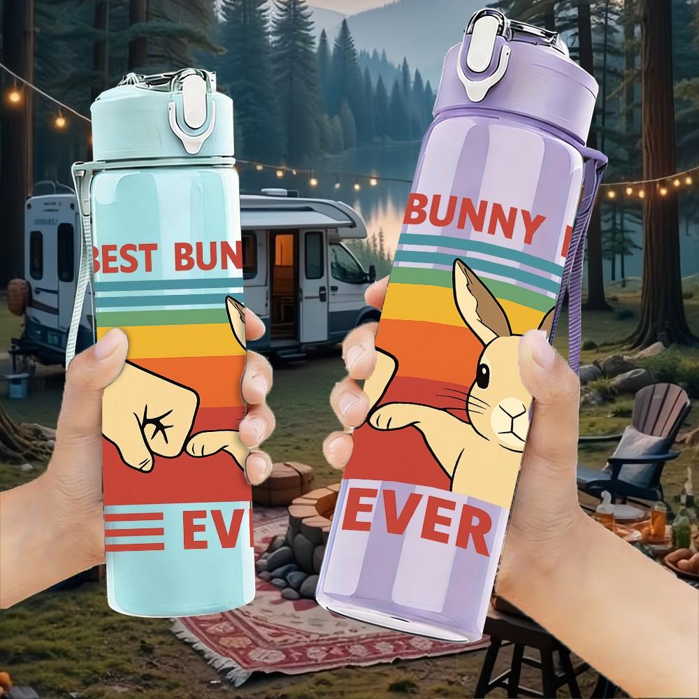 1PC Best Bunny Mom Art 750ml Color Plastic Sports Water Bottle Leakproof Flip Straw Lid Suitable for Sports Office Home Use