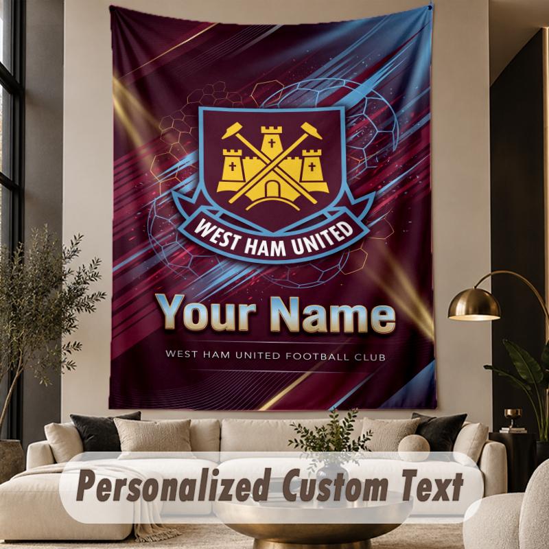 Custom Text Tapestry West Ham United FC Print Wall Tapestry Indoor Living Room Wall Decor