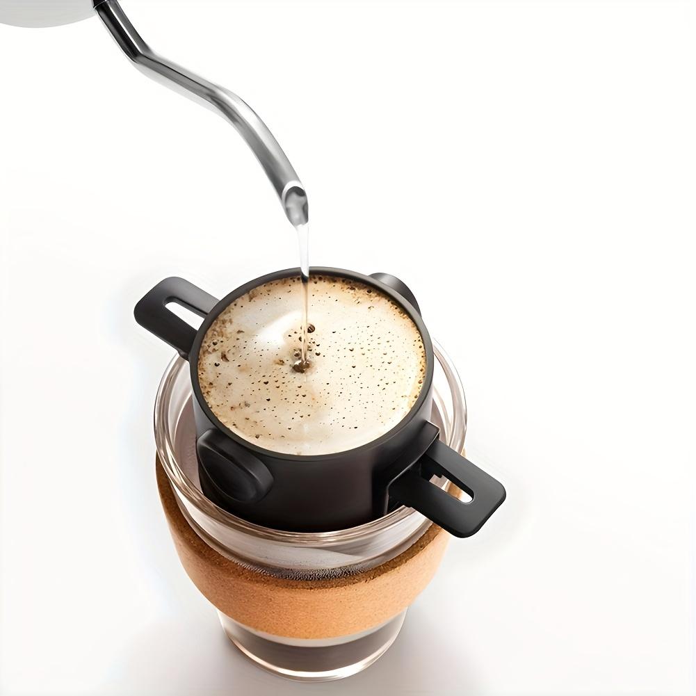 [Stainless Steel |   Portable] Stainless Steel |   Portable Pour Over Coffee Filter |   Reusable Drip Coffee Tea Holder Infuser Dripper Black