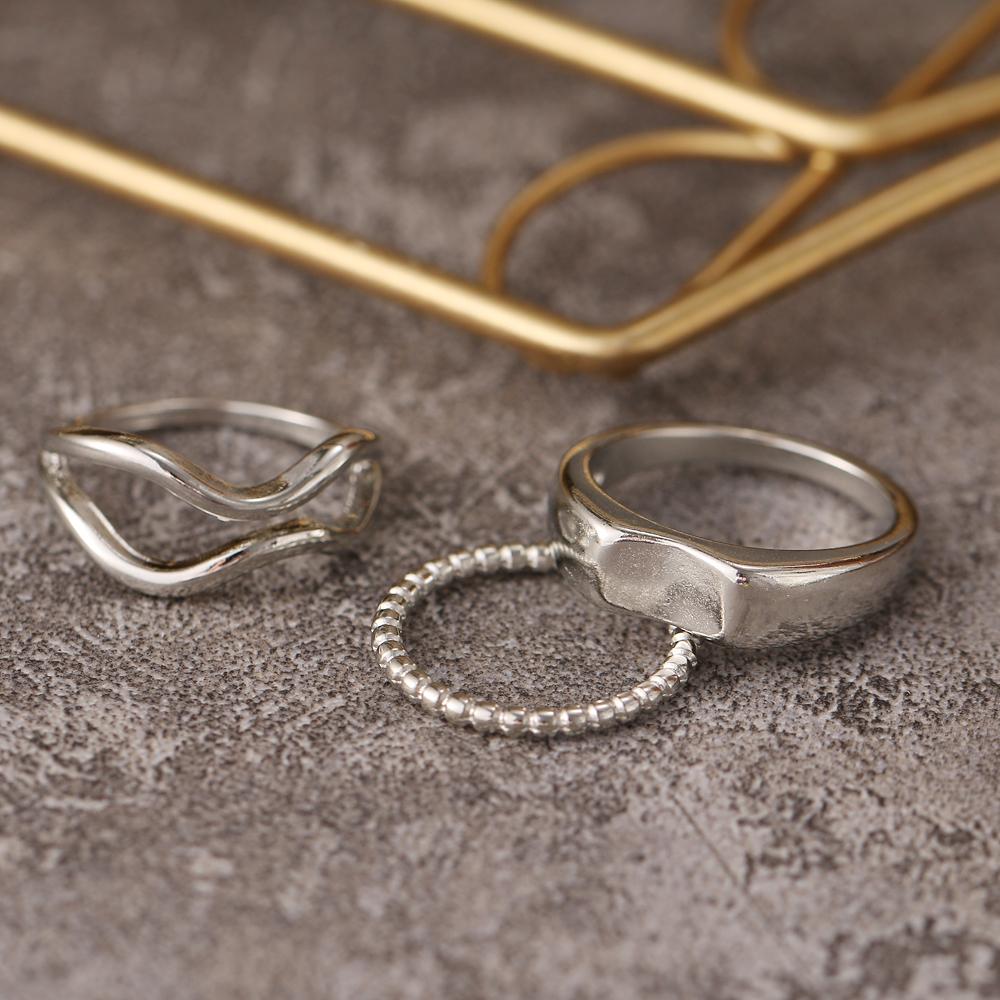 2024 Eye Mask Bead Ring Three-piece Cold Wind Personality Ring Punk Style Ring Fashion Neutral Trend