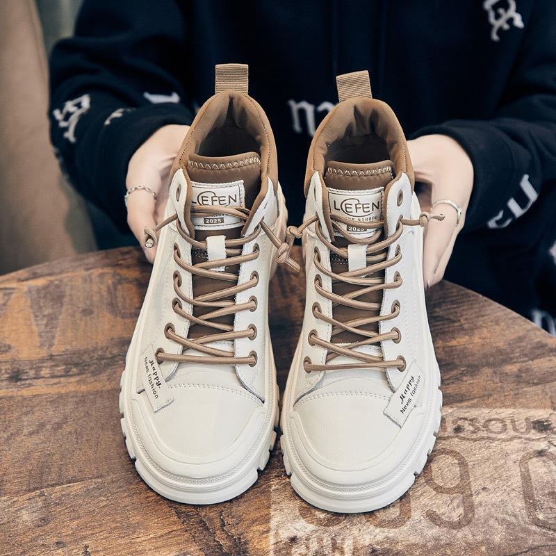 Trend tooling boots women's winter and autumn new high-top casual short boots velvet little white women's shoes platform Martin boots