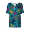 Women's T Shirt Hawaiian Print Button Short Sleeve Daily Weekend Fashion Basic V- Neck Regular Top