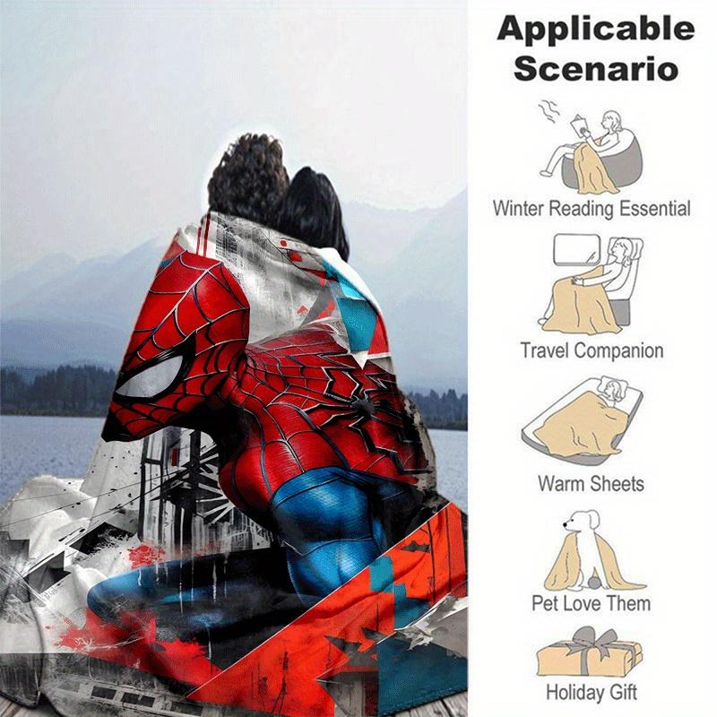 1pc Spider-Man Printing Blanket - Soft, All-Season Throw for Office Blanket, | Personalized Gift with Adorable Cartoon Design