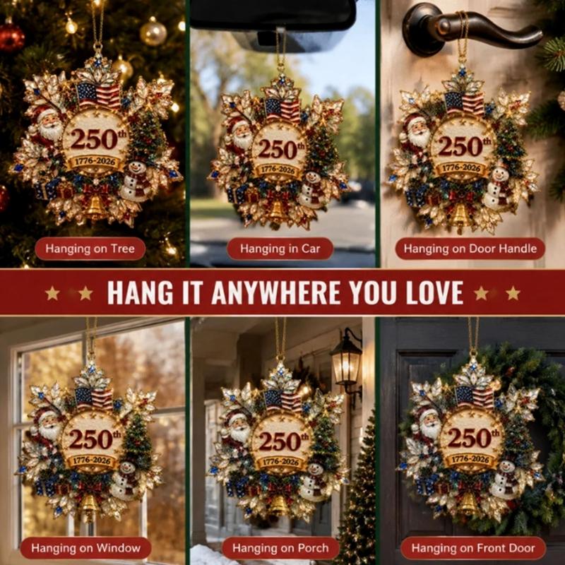 Holiday Tree Ornament Acrylic Hanging Decoration with Anniversary Theme and Character Artwork for Home Tree Display