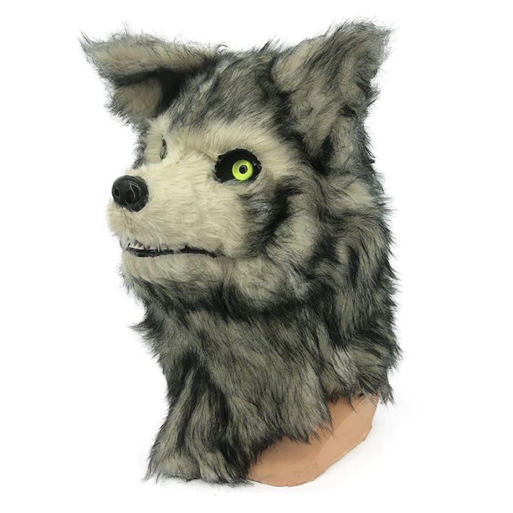 Realistic Wolf Scary Horror Mask with Moving Halloween Costume Mask, Mouth, Animal-themed (Wolf) [Product Code]