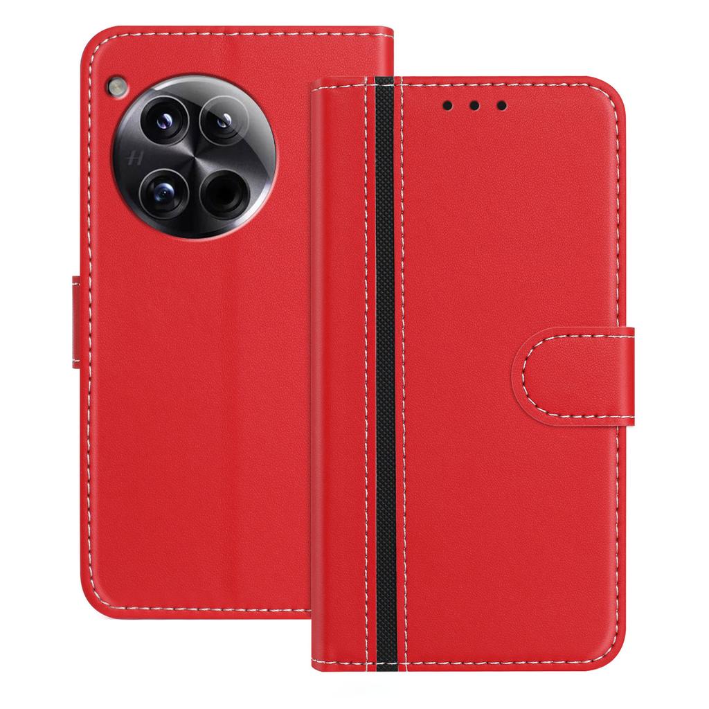 For OnePlus 12 5G Phone Cases Wallet Stand Color Splicing Leather Cover with Magnetic Clasp