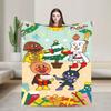 Warm Blanket Decorative Anime Anpanman Throw Blanket Flannel Bedspread For Outdoor Street Trend Sofa Bed Cover