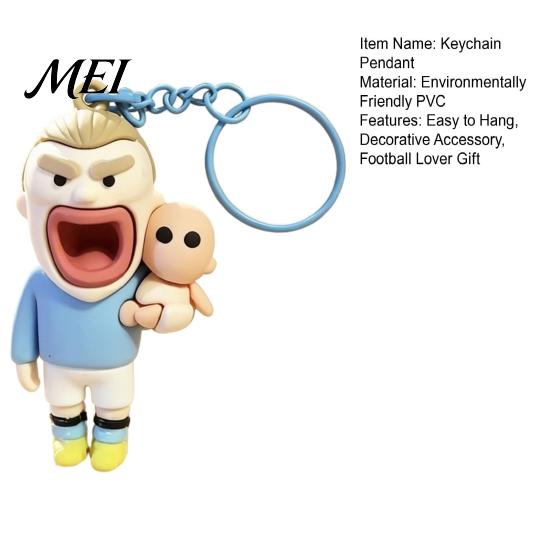 Big Mouth Man Keychain Cartoon Football Player Pendant, Backpack Charm Charm, Bag Hanging Decorative Accessory, Lover Gift Pendant