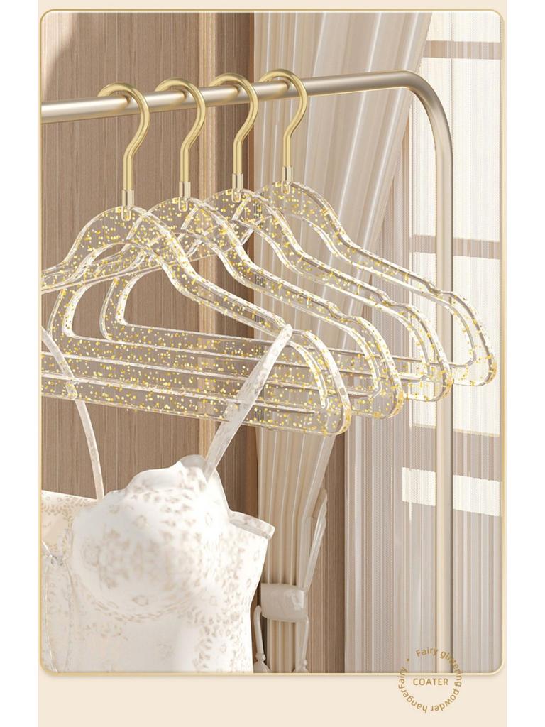 Cute Acrylic Crystal Clothes Hanger for Women's Seamless Clothing - Transparent with Gold Powder