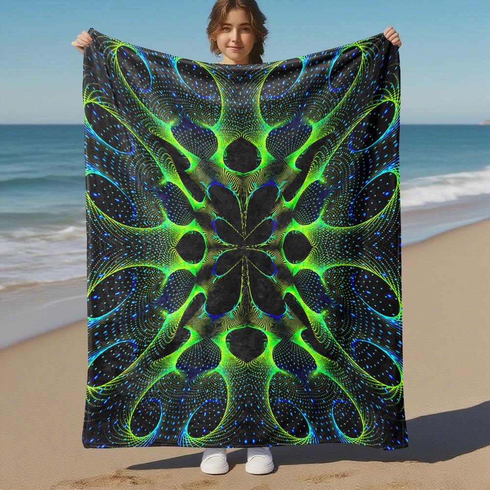 1PC Abstract PatternOutdoor Flannel Blanket - Soft Plush Decor for Picnics, Camping, Bedroom, Playroom, Office, or Lunch Break 1271A