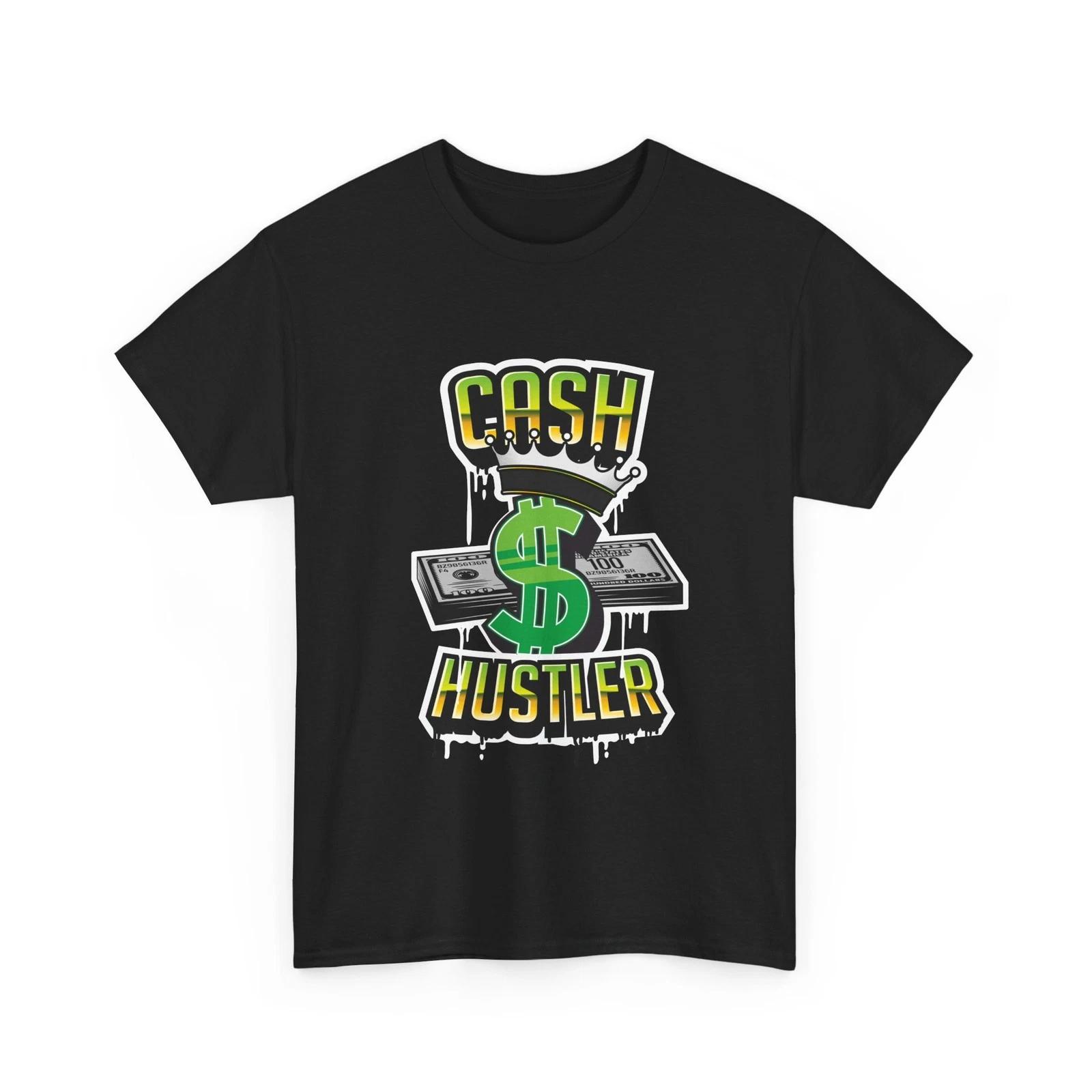 Футболка Cash Hustler Уличная одежда Графическая футболка Знак доллара Деньги L