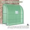 Walk-In Lean to Wall Greenhouse with Windows and Doors, Outdoor Green House with 3 Tiers 4 Wired Shelves, 200L x 100W x 215Hcm, Green