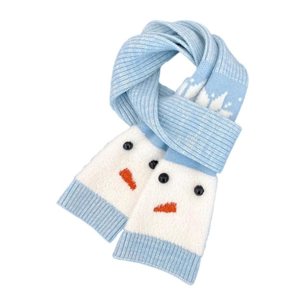 Korean Style Cashmere Blend Scarf Lightweight Knitted Shawl Snowman Pattern Scarf Women/Men
