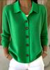 2025 Women's Solid Button Knit Lapel Cardigan Sweater - Autumn/Winter Casual Fashion