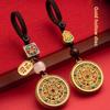 Chinese Vintage Car High-Grade Keychain Gold Bag Pendant Delicate Feature Hand-Woven Diy Charm  Boyfriend Gift