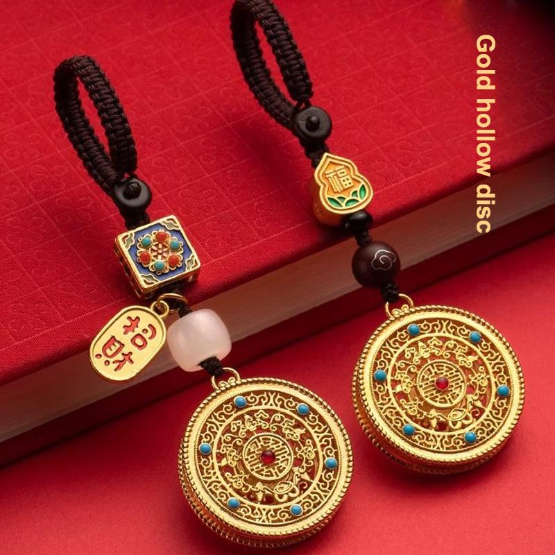 Chinese Vintage Car High-Grade Keychain Gold Bag Pendant Delicate Feature Hand-Woven Diy Charm Boyfriend Gift