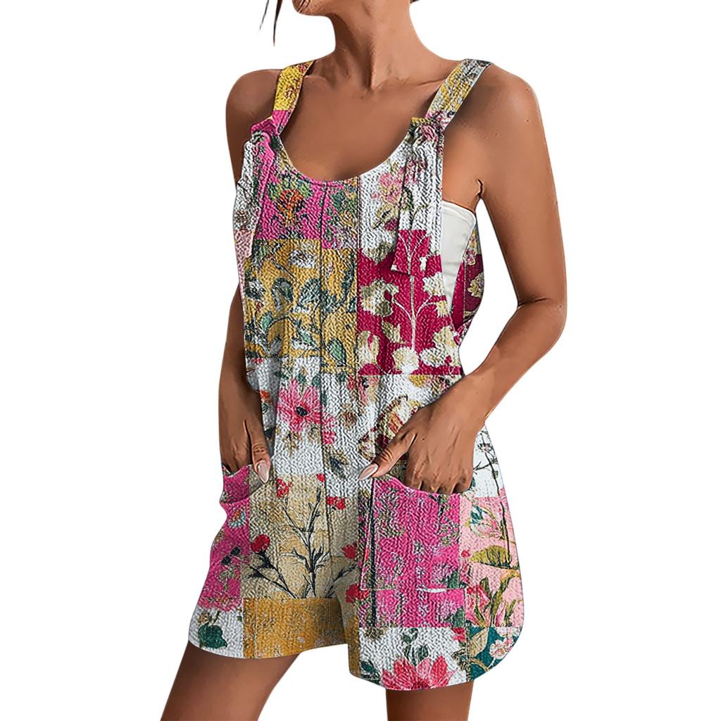 Women's Summer Fashion Floral Print Jumpsuit Casual Romper Shorts