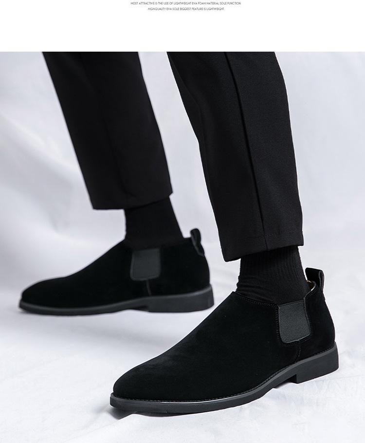 Herren Britischer Stil Nubukleder Spitzschuh Slipper Loafer - Übergröße Freizeitkleiderschuhe