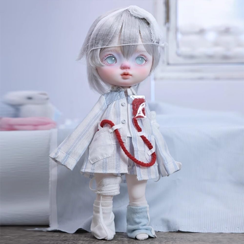 Meeler BJD Doll Girl Full Set 24cm SD Resin Ball Jointed Doll Handmade Future Little Robot Girl Full Set 1 Doll Eyes Face Makeup Head Clothes Wig