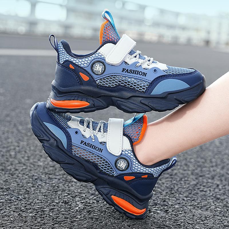 Sommer Jungen/Mädchen Hohl Mesh Fliegen Woven Velcro Ultraleicht Kinder Casual Sneakers