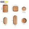 1PC Japanese-Style Tableware Solid Wood Dessert Plate Wooden Tray Snack Plate Fruit Plate Beech Oval Tray Cup Pad Coaster Plate