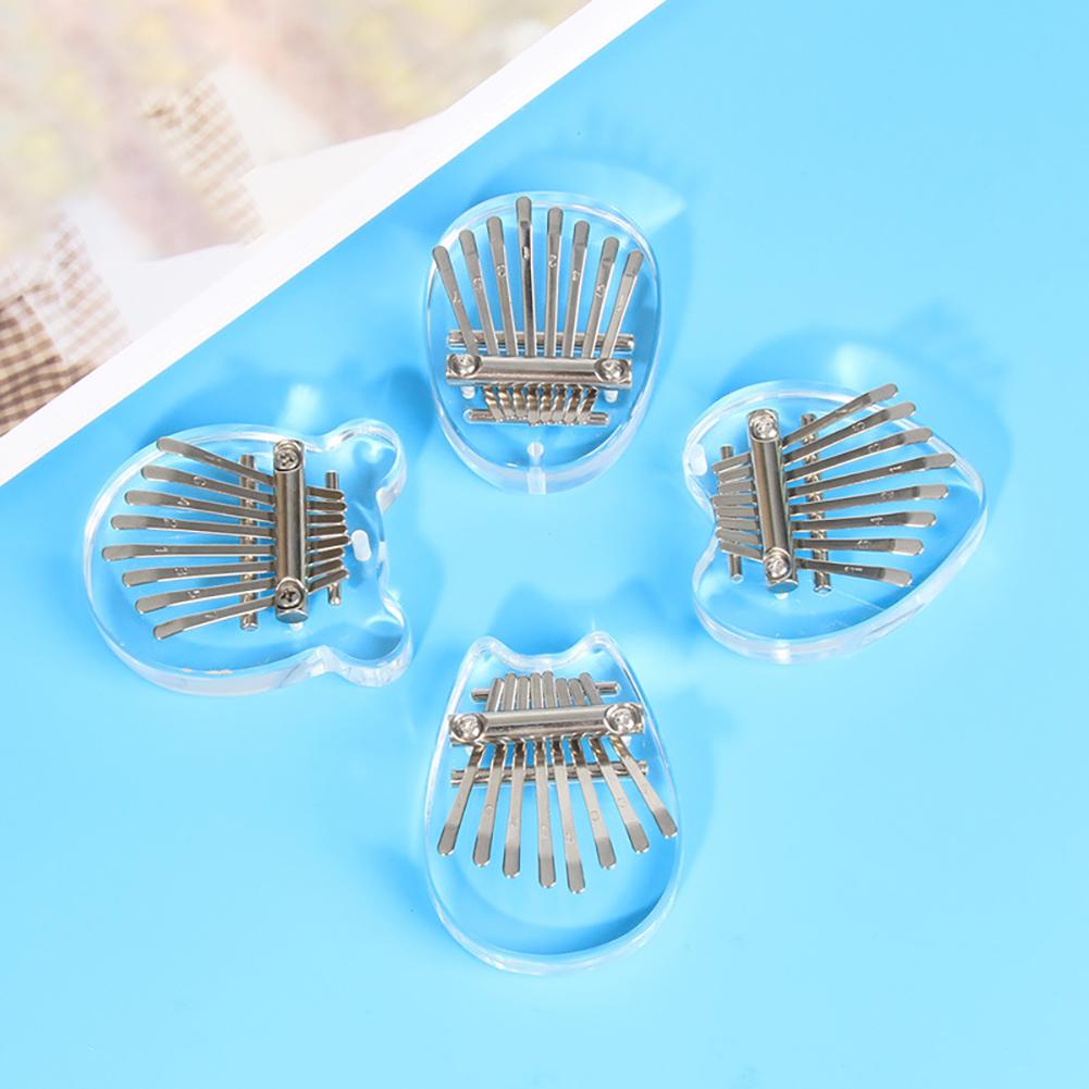 Mini Crystal Finger Piano Acrylic 8-tone Kalimba Thumb Piano Cute Christmas Music Gifts Keyboard Instrument for Children Trainer