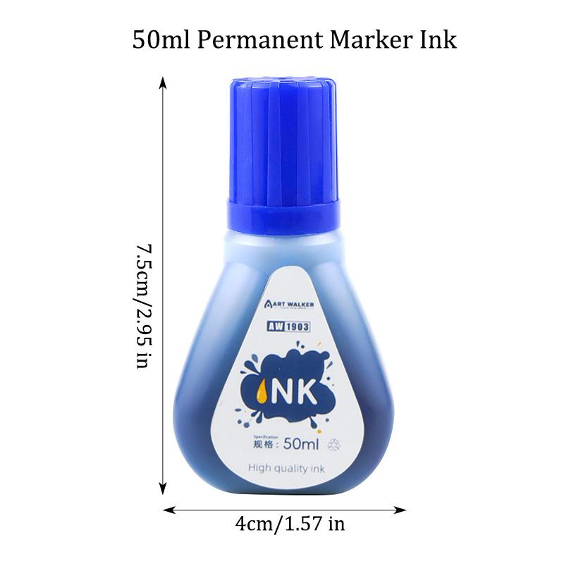 1box 50ml Permanent Marker Ink,Oily Quick-Drying Waterproof And Non-Fading,Non-Erasable Marker Ink Refill,Red Blue Black