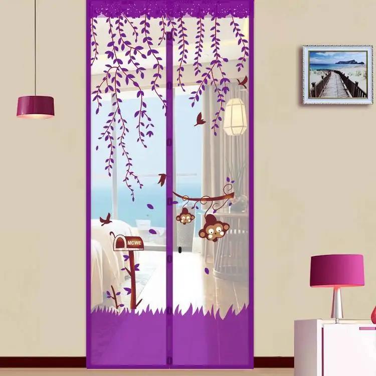Summer Mosquito-Proof Door Curtain Automatic Closing Magnetic Door Screen Cartoon Lightweight Mesh Door Curtains Self Sealing Retractable