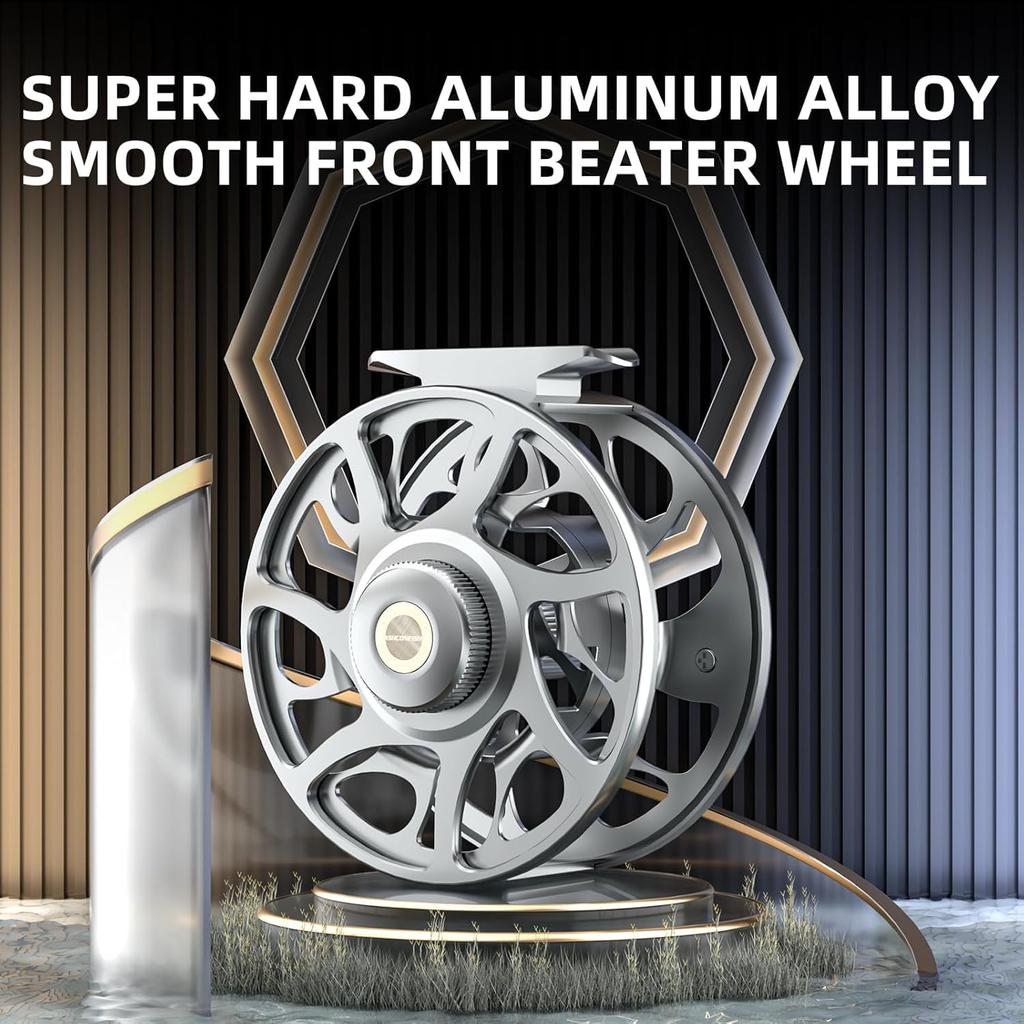 ASHCONFISH Fly Reel CNC Machined Lightweight Spool, Aluminum, Left/Right Interchangeable, (9/10)