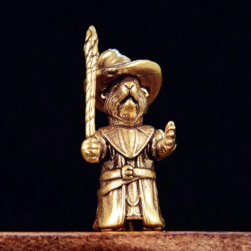 Brass Magician Rat Figurines Miniatures Desktop Ornaments Animal Mouse Crafts Tea Table Pet Home Decor Accessories Decorations