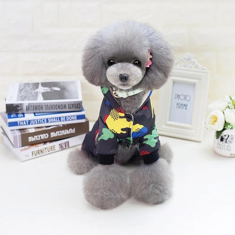 Zimní oblečky pro malé psy Nepromokavá psí kombinéza Fleecová zateplená bunda pro zvířátka Yorkie Pudl Chihuahua Outfity Kostým pro štěně