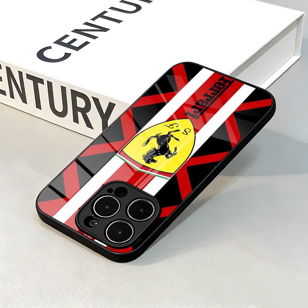 F-Ferrari S Auto Logo Handyhülle Für IPhone 17 Pro Max 16 15 14 Pro Max 13 11 X Xs Xr 8 7Plus Glasabdeckung