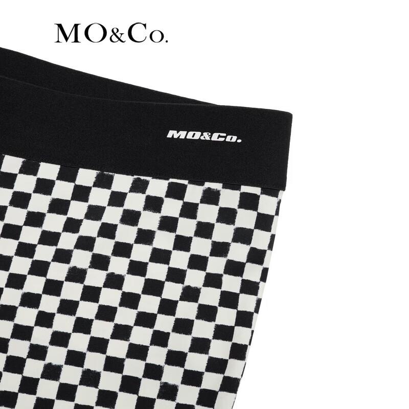 MO&Co. Black & White Checkered High-Waist Flared Pants