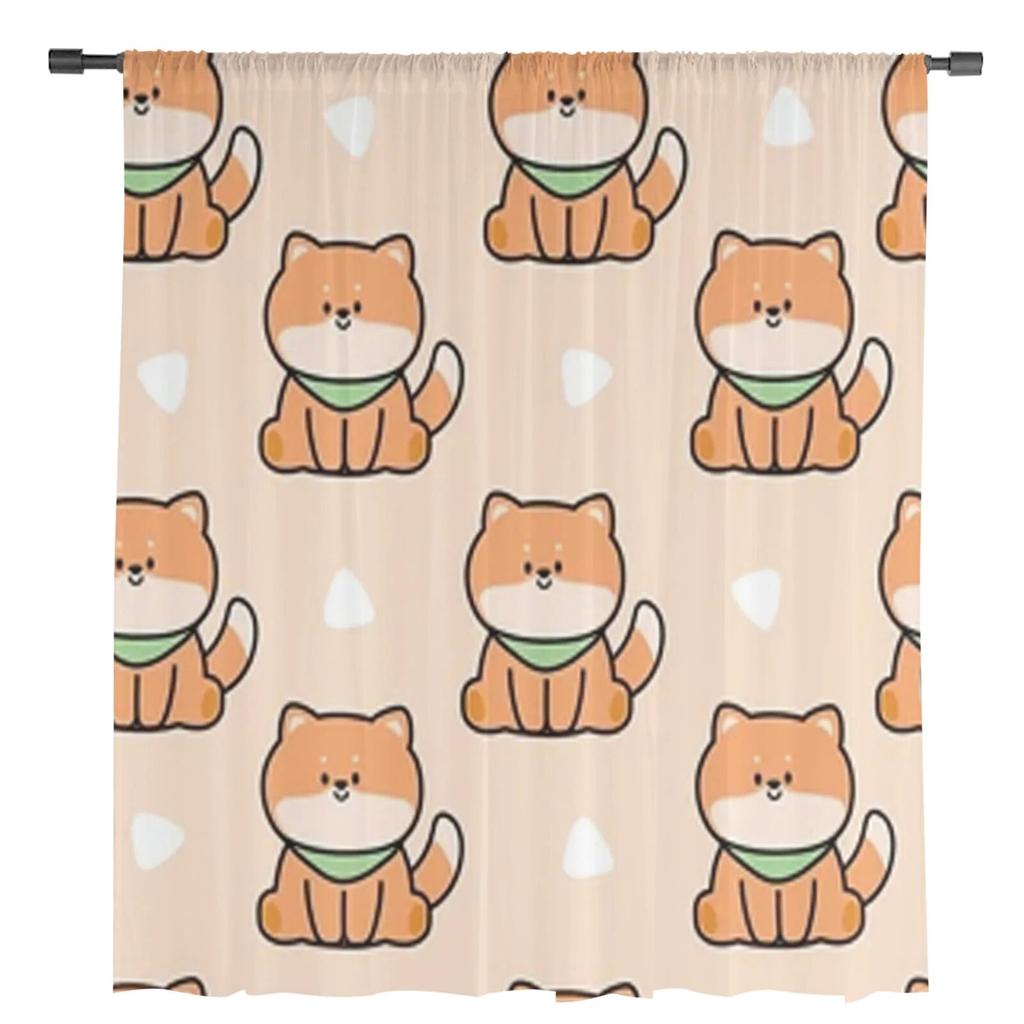 Shiba Inu Dog Cartoon Draperie transparentă Dormitor Voile Perdele Sufragerie Fereastra Perdele Sheer Bucătărie Draperii din tul