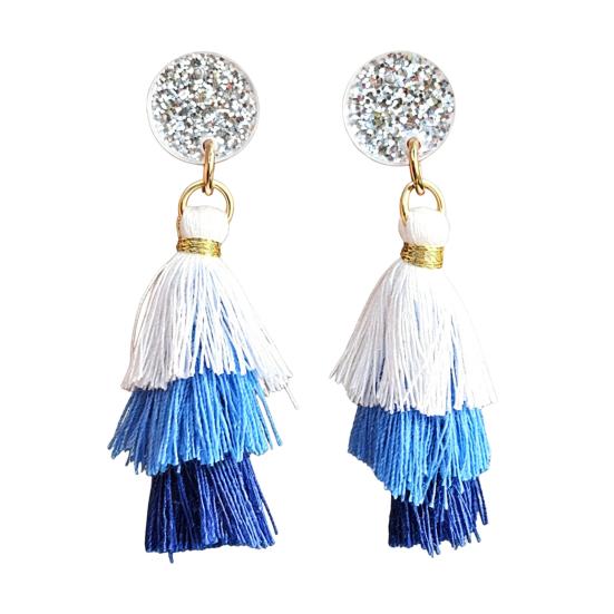 Earrings Multi-layered Fringe Earrings Creative Red, White, and Blue Flag-Colored Pendant Earrings 4th of July Independence Day Gift for Women