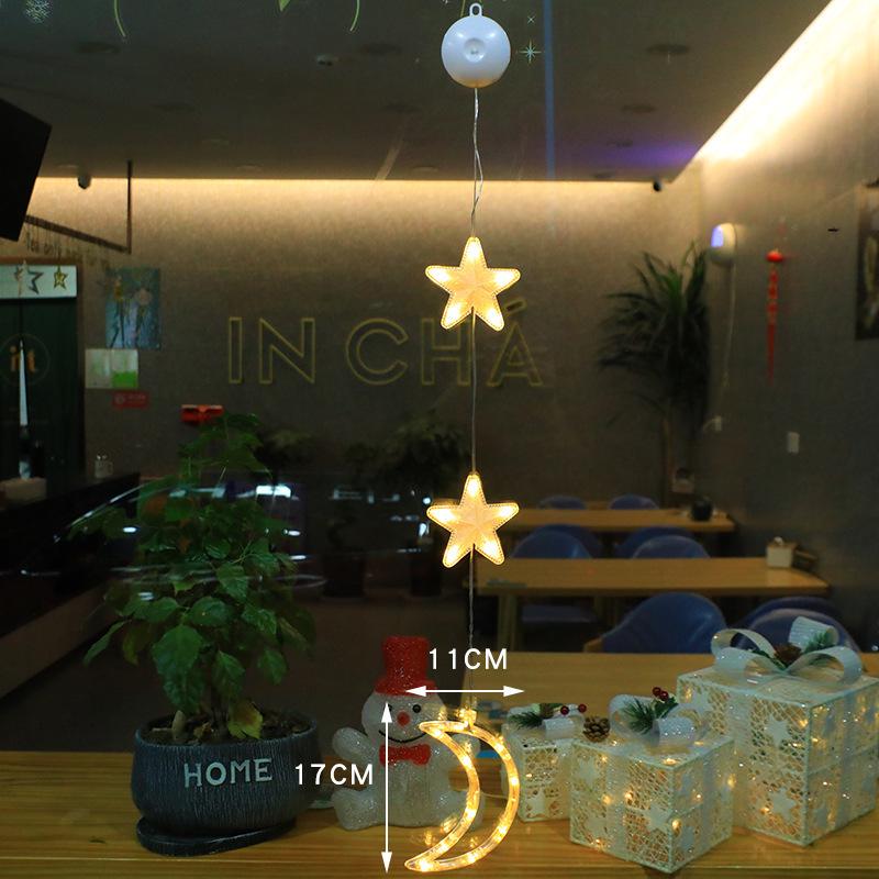 Christmas LED Suction Cup Lights: Creative String Lights for Windows, Curtains, Trees, Reindeer & Bells