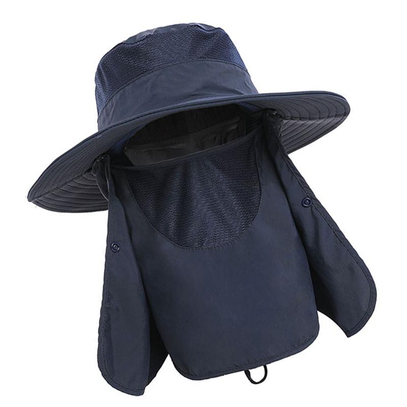 Sun Hat UV Protection Cap Wide Brim Nylon Breathable Quick Dry UPF 50+ Fishing Hat with Removable Face Neck Flap Cover